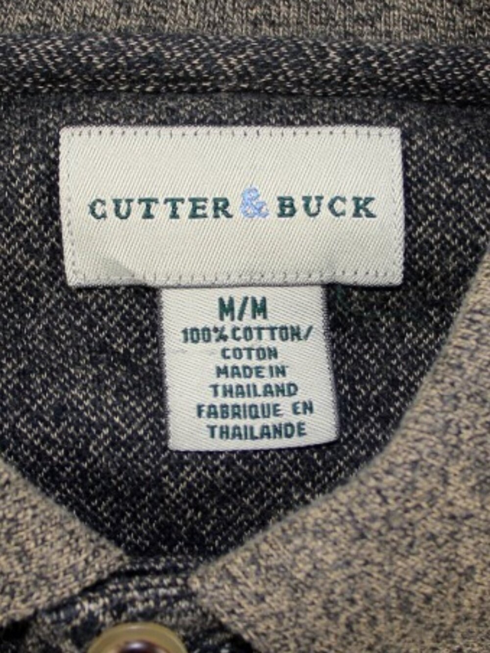 CUTTER & BUCK Dark Gray & Black with Tan Knit Pullover 100% Cotton Size M - Picture 2 of 5